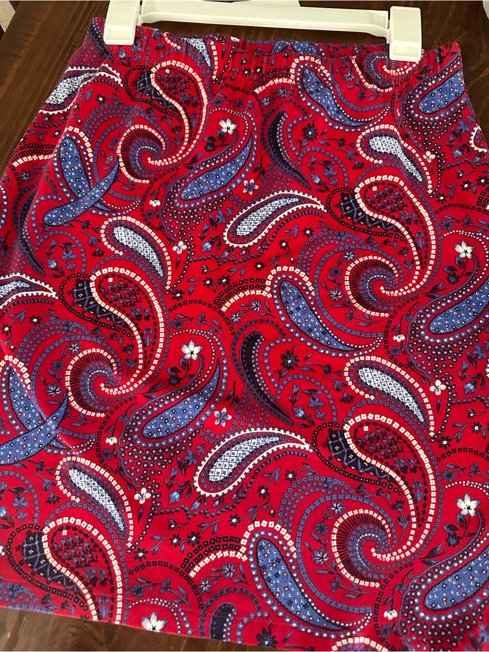 Talbots Small Petite Red white blue Paisley A-Line Skirt - Women's